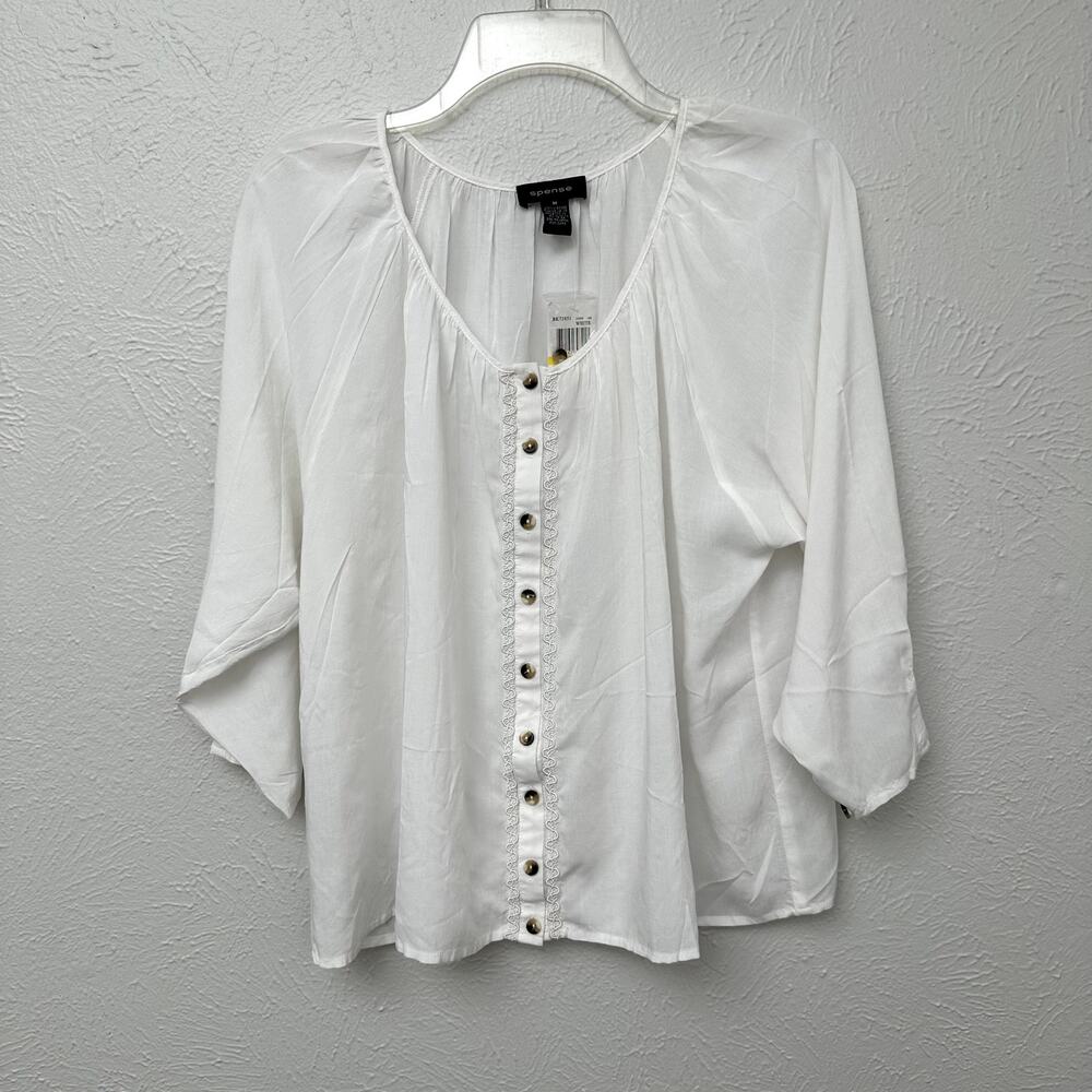 NWT Spense White Button Up Blouse